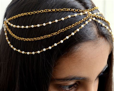 Bridal Matha Patti Indian Maang Tikka Headpiece Sheesh Patti Hair