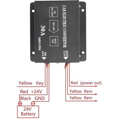 Qiilu Convertisseur de puissance DC 24V à 12V Camion de voiture 30A