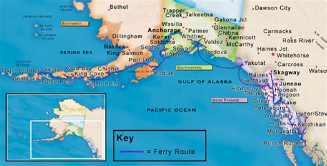 Alaska Ferry Routes Map - Alaska • mappery