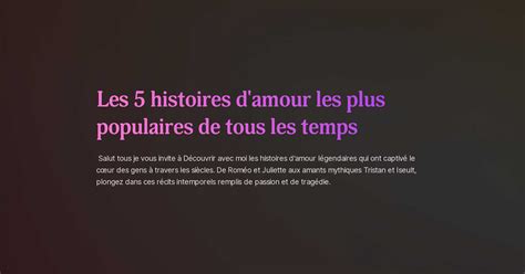 Les 5 Histoires D Amour Les Plus Populaires De Tous Les Temps