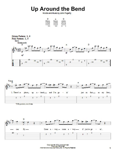 Up Around The Bend By Creedence Clearwater Revival Easy Guitar Tab