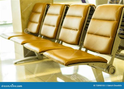 Bench For Boarding In The Terminal Of Airport Stock Image Image Of