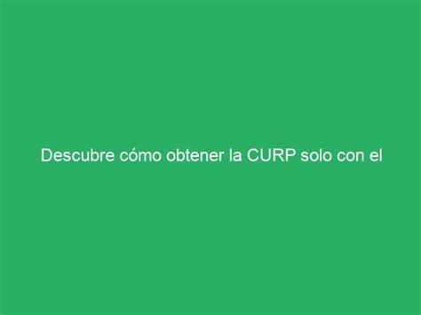 Descubre C Mo Obtener La Curp Solo Con El Nombre La Soluci N R Pida Y