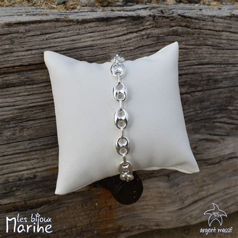 Bracelet maille grain de café en argent massif Les Bijoux Marine