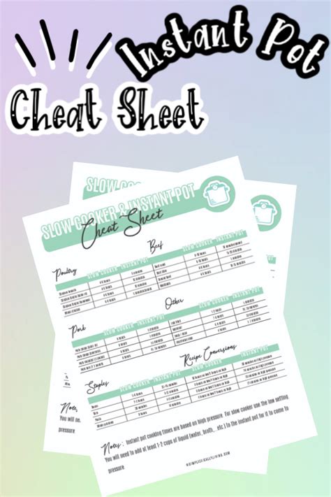 Slow Cooker To Instant Pot Conversion Chart Find A Free Printable