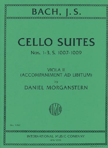 International Music Company Bach Js Morganstern Cello Suites Nos