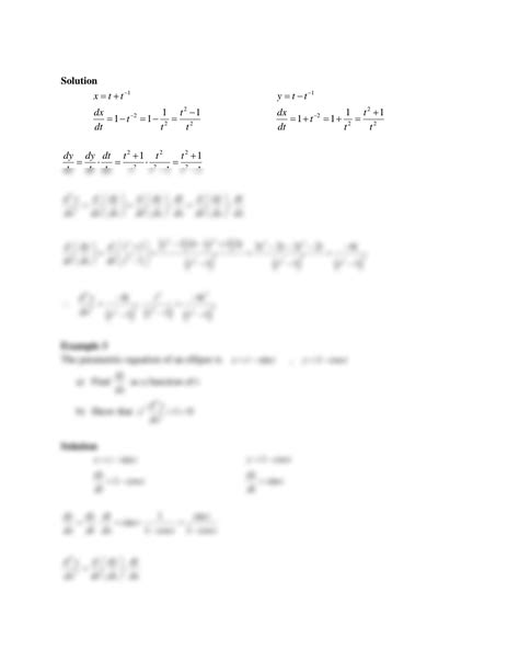 SOLUTION Lecture 1 Parametric Implicit Differentiation Studypool