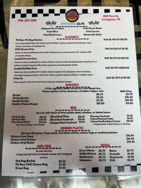 Pitt Stop Cafe Menu In Livingston Tx Order Delivery And Reviews