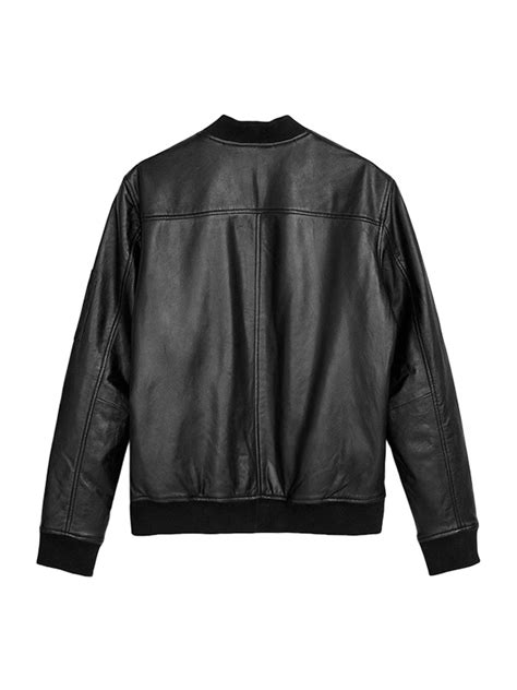 Mens Real Black Leather Bomber Jacket Victoria Jacket