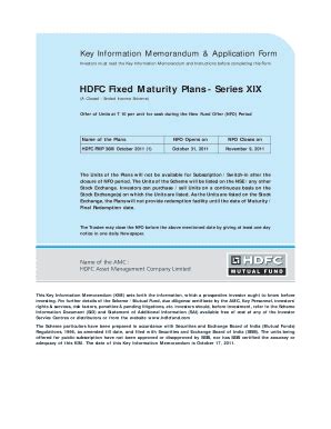 Fillable Online HDFC Fixed Maturity Plans Series XIX A Closed