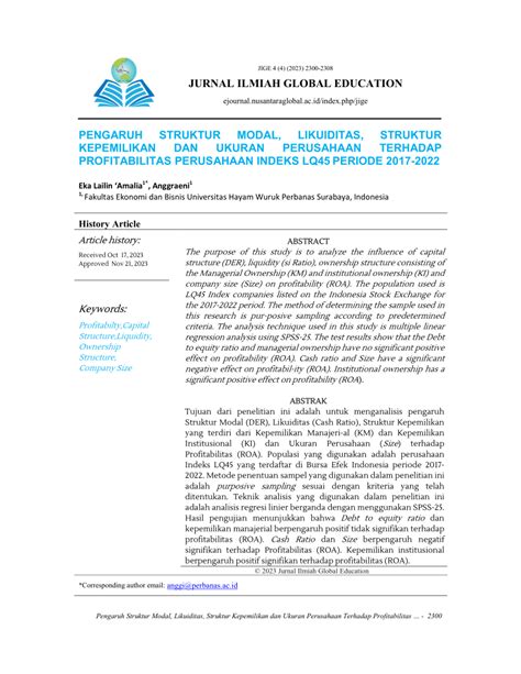 PDF PENGARUH STRUKTUR MODAL LIKUIDITAS STRUKTUR KEPEMILIKAN DAN