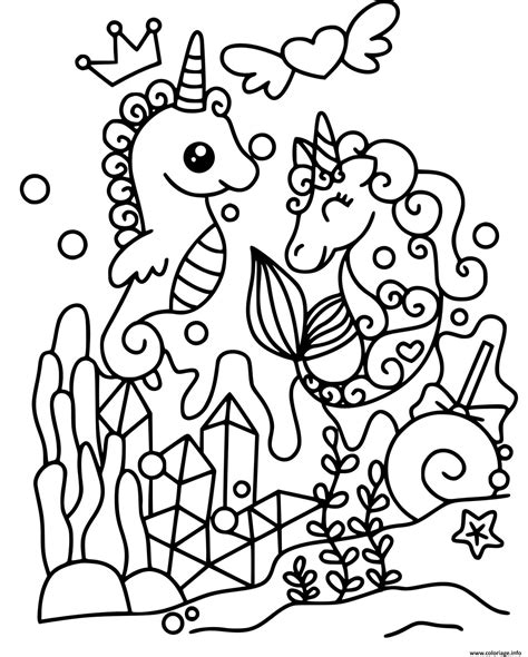 Coloriage Licorne Sous La Mer Fond Marin Dessin Mer Imprimer