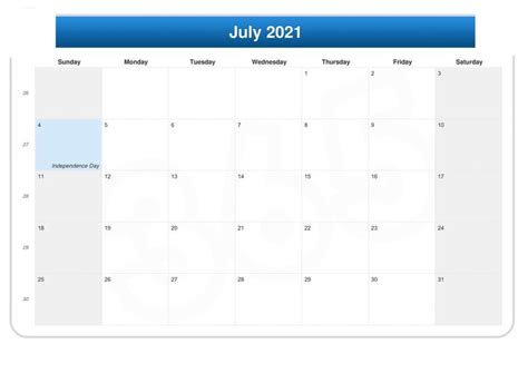 the july 2020 calendar is shown in blue