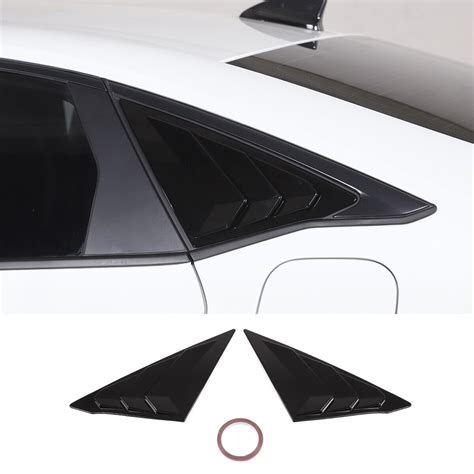 Pcs Glossy Black Rear Window Louvers Shutters Cover Trim For Honda