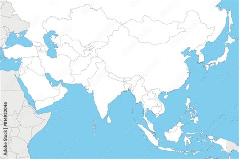 Blank Political Asia Map vector illustration with countries in white ...