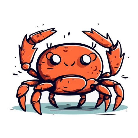 Premium Vector Cute Cartoon Crab Vector Illustration Of A Cute Red Crab