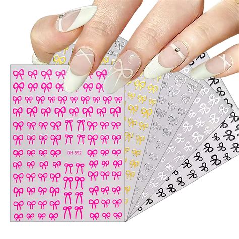 Amazon Changar Bowknot Nail Stickers Cute Bow Bowtie Adhesive Nail