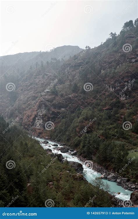 View from Everest Trek Route Stock Image - Image of daylight, mountains ...