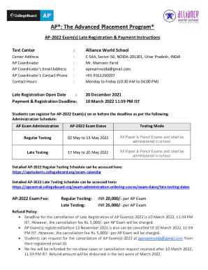 fillable   ap exam info sheet  total registration