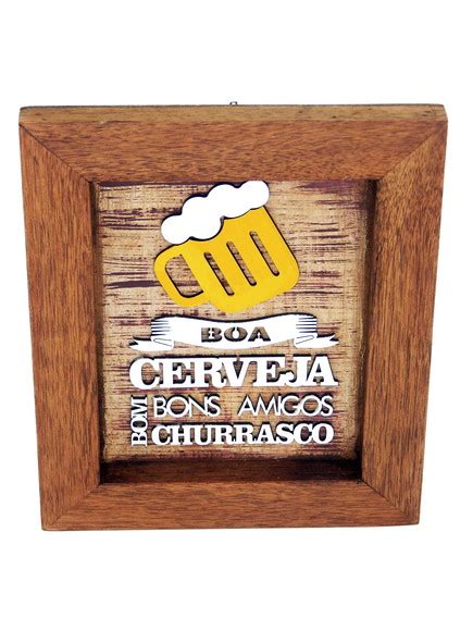 Quadro Decorativo Boa Cerveja Bons Amigos Madeira Cedrinho Elo