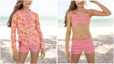 Cabana Life Big Girl S Nantucket Pc Swimsuit Rashguard Set