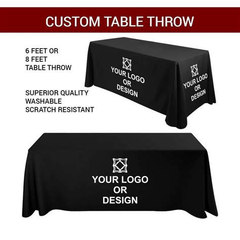 a table cloth with the words your logo or design printed on it and an ...