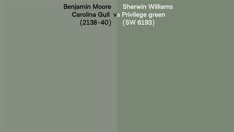 Benjamin Moore Carolina Gull 2138 40 Vs Sherwin Williams Privilege Green Sw 6193 Side By