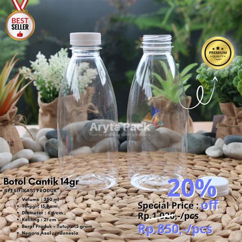 Jual Pet Botol Plastik Minuman Ml Cantik Gr Tutup Sn Putih