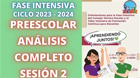 Ceaa Resumen Sesi N Preescolar Fase Intensiva Consejo T Cnico Escolar