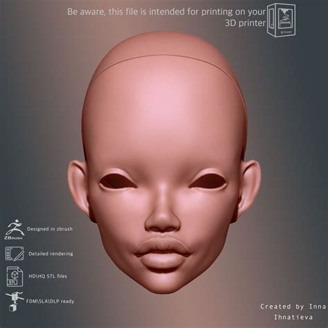 3d Model STL File BJD Doll Head With Cap For 3d Printing Etsy Bjd