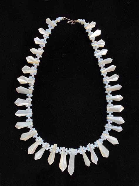 Wonderful Antique Mother Of Pearl Necklace Victorian Pearl Etsy