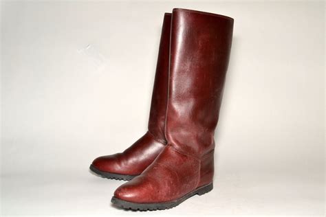 Tall Burgundy Boots Woman Size 10 By Metropolisnycvintage On Etsy