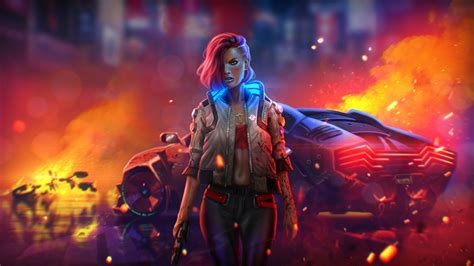 Cyberpunk Wallpaper K Badass Neon Fire Illustration