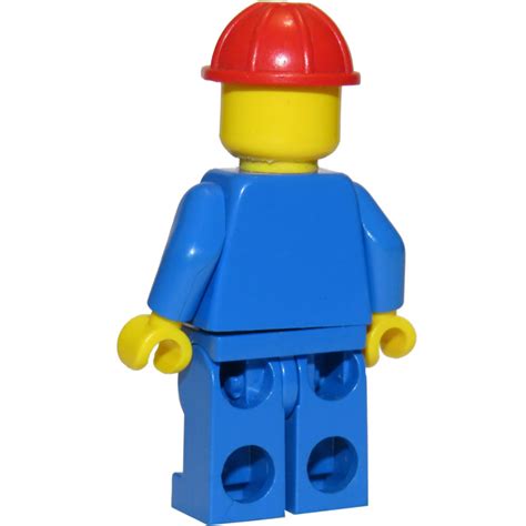 Lego Highway Worker Avec Bleu Jambes Et Rouge Construction Casque