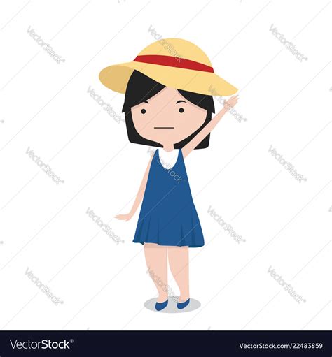 Little girl with hat cartoon character Royalty Free Vector