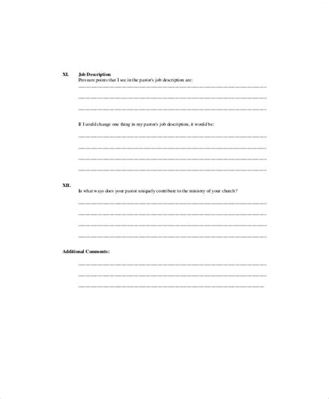 Free 7 Sample Pastor Evaluation Forms In Ms Word Pdf