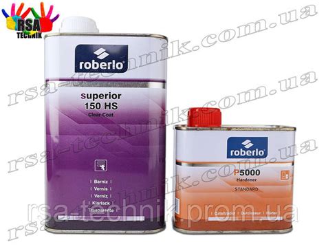 Акрил-полиуретановый лак Roberlo 150HS (1л) + отвердитель P5000 (0,5л ...