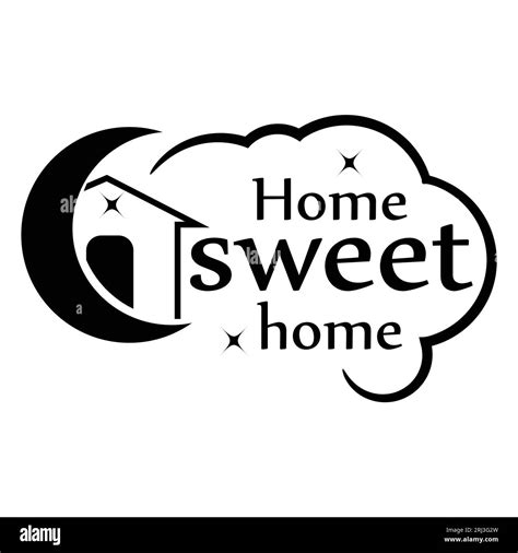 Home Sweet Home Lettering With Moon And House Icon Flat Design Vector