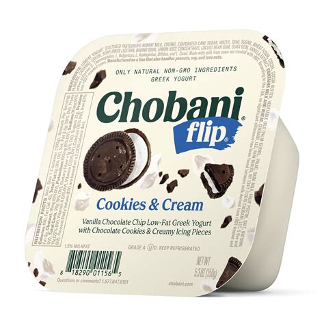 Chobani Flip Low Fat Greek Yogurt Cookies And Cream 53 Oz Walmart