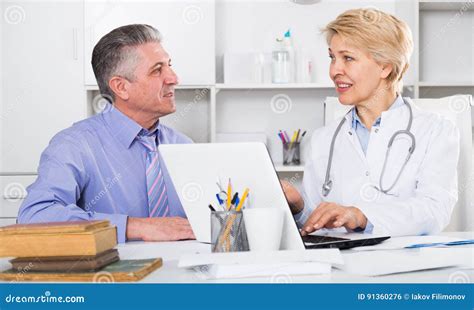 Mature Man Visits Doctor Stock Photo Image Of Complaint 91360276