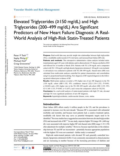 Pdf Elevated Triglycerides ≥150 Mgdl And High Triglycerides 200499 Mgdl Are Significant