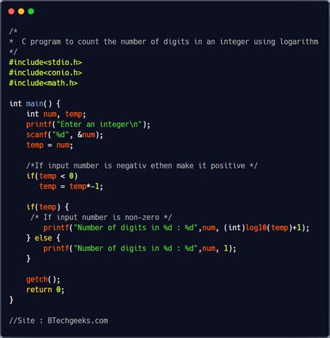 C Program To Count Number Of Digits In An Integer BTech Geeks