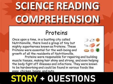 Proteins Reading Science Story Comprehension Questions Worksheet