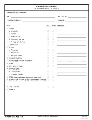 Fort Knox Pov Inspection Form Fill Out And Sign Printable PDF