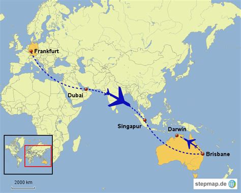 flug nach australien von woernlfr Landkarte für Welt