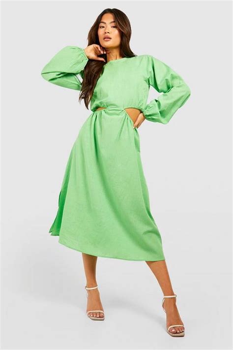 Cotton Cut Out Midi Dress Boohoo Uk