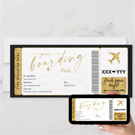 Boarding Pass Surprise Fake Airline Ticket Invitation Zazzle