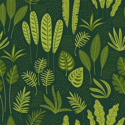 Premium Vector Abstract Seamless Pattern With Tropical Leaves