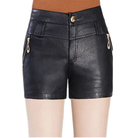 High Waist Shorts 2018 Plus Size Punk Fall Winter Womens Black Leather Shorts M 4xl Sexy Pu