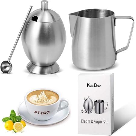 Deluxe Stainless 12Oz Milk Pitcher Sugar Bowl Pot Set By Ksendalo